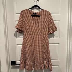 Dotti Brown Checkered Midi Dress